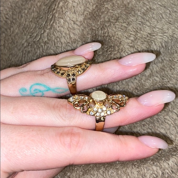 Rhinestone Knuckle Midi Rings - Gold Tone - Picture 6 of 8